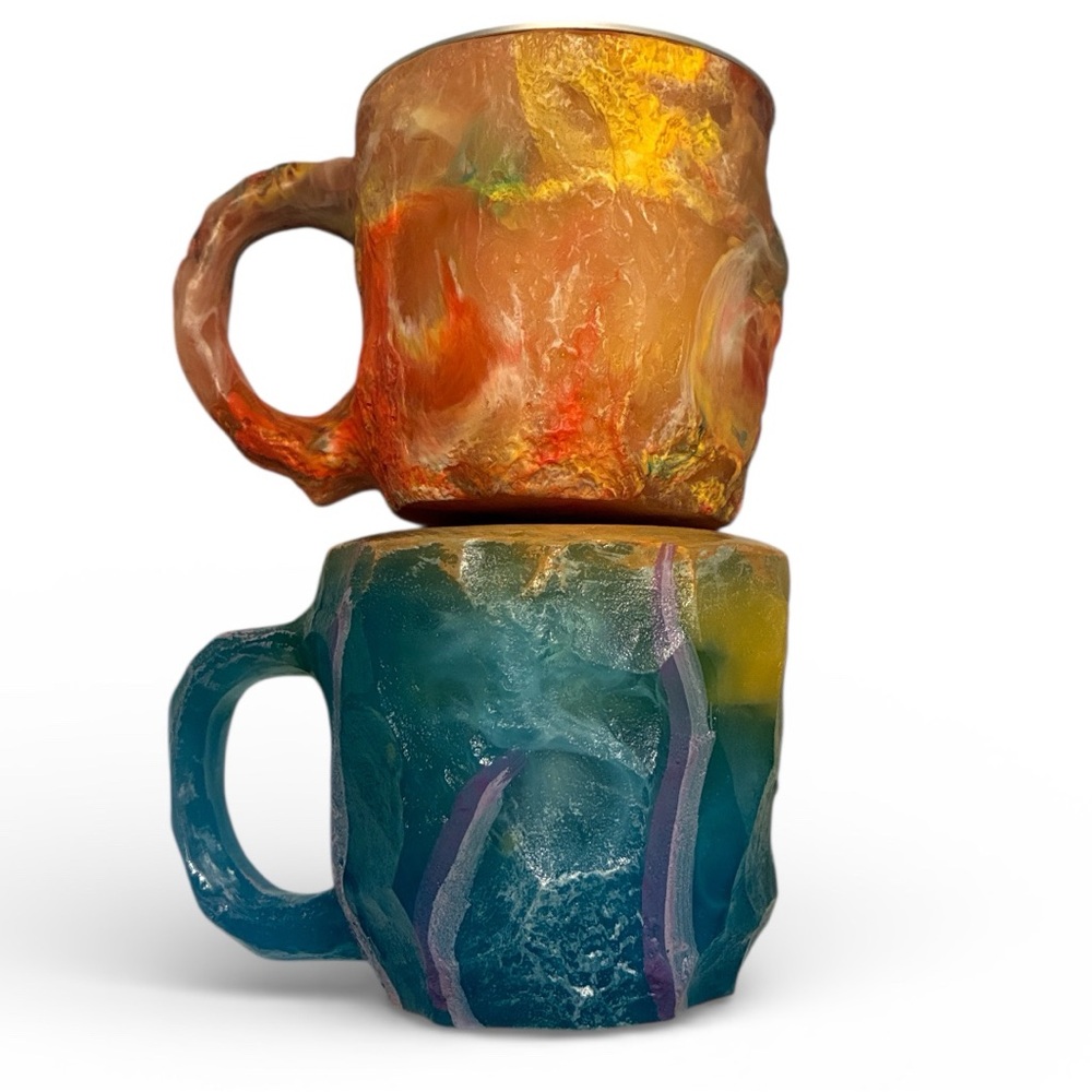 Geod Coffee Mugs W/Stainless Steel Inserts Mugs Texture of Minerals Crystal Cups
